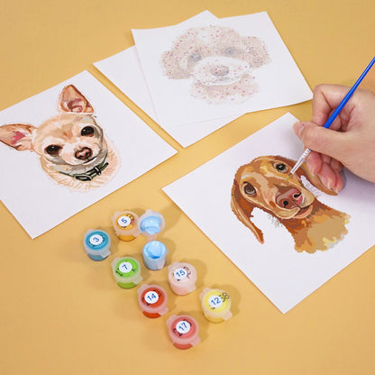 Malen nach Zahlen - 6 Mini-Gem?lde | Hunde Set