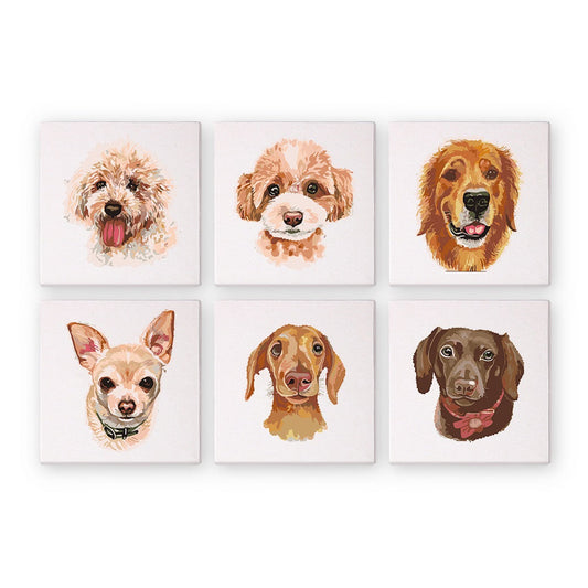 Malen nach Zahlen - 6 Mini-Gem?lde | Hunde Set