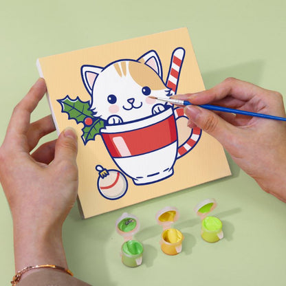 Malen nach Zahlen - 6 Mini-Gem?lde | Weihnachtskatzen Set