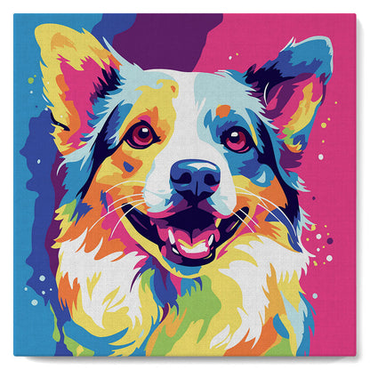 Mini Malen nach Zahlen 8x8 gerahmt - Hund Abstrakt Pop Art
