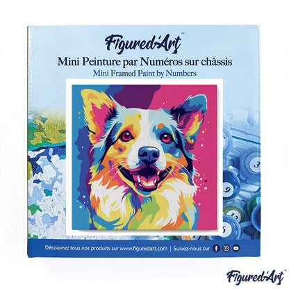 Mini Malen nach Zahlen 8x8 gerahmt - Hund Abstrakt Pop Art