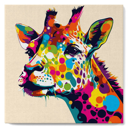 Mini-Malen nach Zahlen 8 x 8 gerahmt - Giraffe Abstrakte Pop-Art