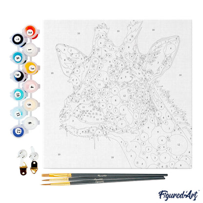 Mini-Malen nach Zahlen 8 x 8 gerahmt - Giraffe Abstrakte Pop-Art