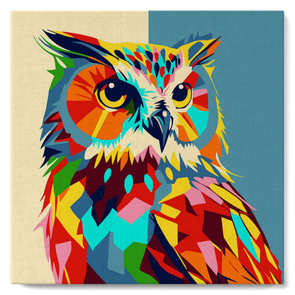 Mini-Malen nach Zahlen 8 x 8 gerahmt - Eule Abstrakte Pop-Art