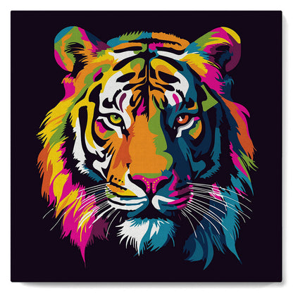 Mini-Malen nach Zahlen 8 x 8 gerahmt - Tiger Abstract Pop Art
