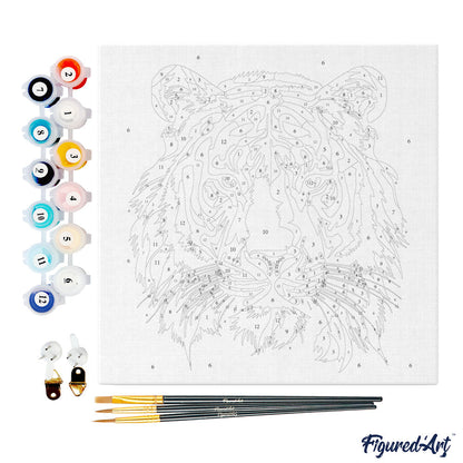 Mini-Malen nach Zahlen 8 x 8 gerahmt - Tiger Abstract Pop Art