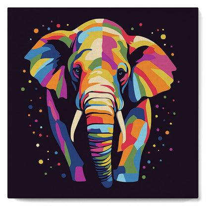 Mini-Malen nach Zahlen 8 x 8 gerahmt - Elefant Abstrakte Pop-Art