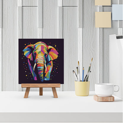 Mini-Malen nach Zahlen 8 x 8 gerahmt - Elefant Abstrakte Pop-Art