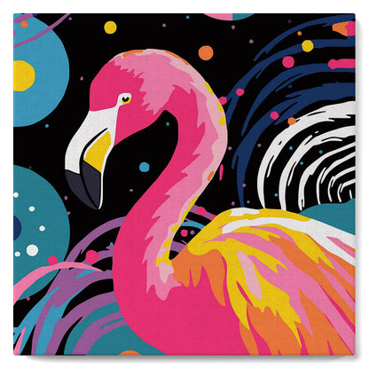 Mini-Malen nach Zahlen 8 x 8 gerahmt - Flamingo Abstract Pop Art