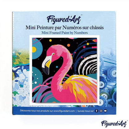Mini-Malen nach Zahlen 8 x 8 gerahmt - Flamingo Abstract Pop Art