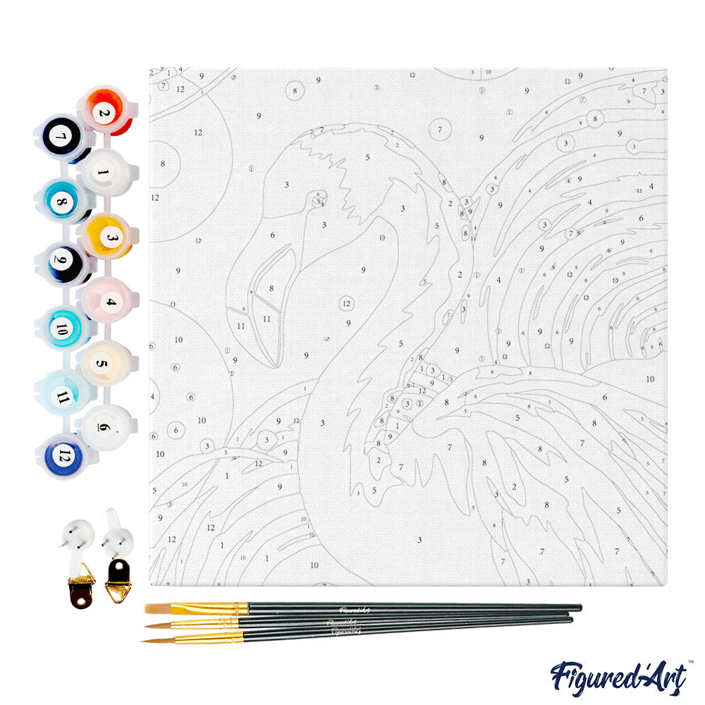 Mini-Malen nach Zahlen 8 x 8 gerahmt - Flamingo Abstract Pop Art