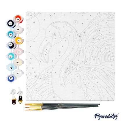 Mini-Malen nach Zahlen 8 x 8 gerahmt - Flamingo Abstract Pop Art