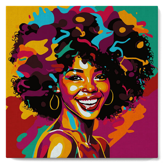 Mini Paint by numbers 8x8 framed - African American Beauty Pop Art