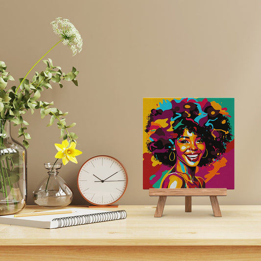 Mini Paint by numbers 8x8 framed - African American Beauty Pop Art