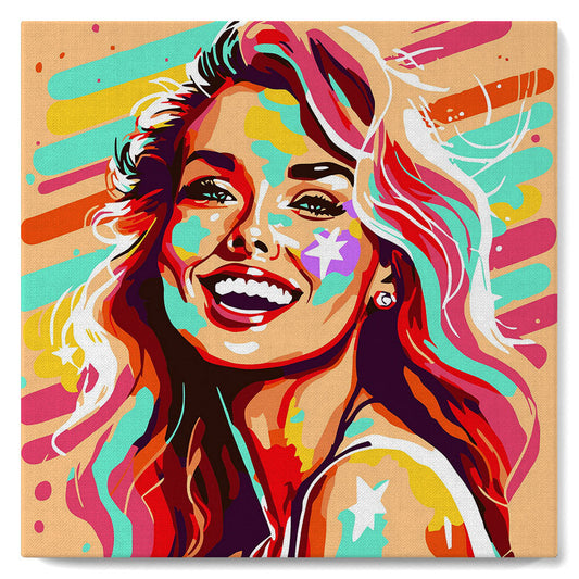 Mini Paint by numbers 8x8 framed - Blonde Bombshell Pop Art