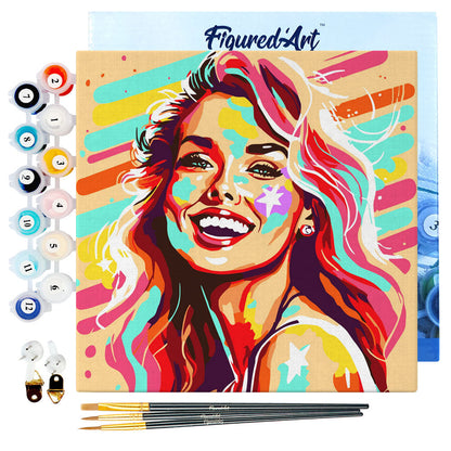 Mini Paint by numbers 8x8 framed - Blonde Bombshell Pop Art