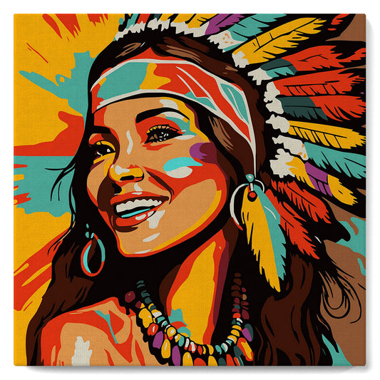 Mini Paint by numbers 8x8 framed - Native Elegance Lady Pop Art