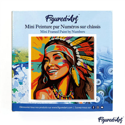 Mini Paint by numbers 8x8 framed - Native Elegance Lady Pop Art