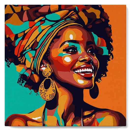 Mini Paint by numbers 8x8 framed - African Queen Pop Art