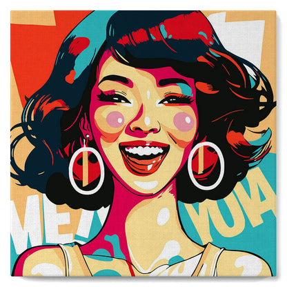 Mini Paint by numbers 8x8 framed - Charming Lady Pop Art