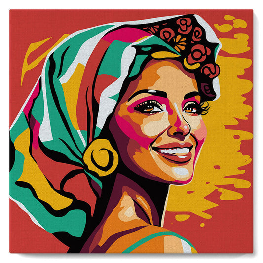 Mini Paint by numbers 8x8 framed - Exotic Beauty Pop Art