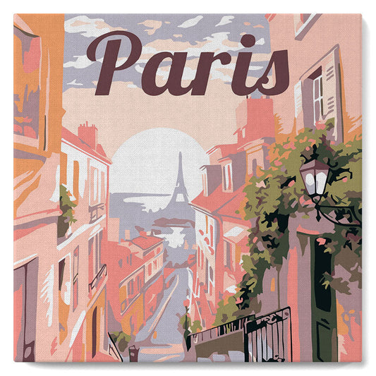 Mini Malen nach Zahlen 8x8 gerahmt - Reiseposter Paris