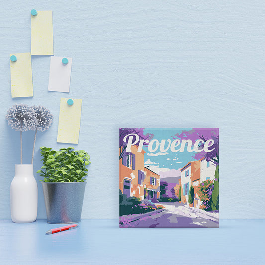 Mini Malen nach Zahlen 8x8 gerahmt - Reiseposter Provence Frühling