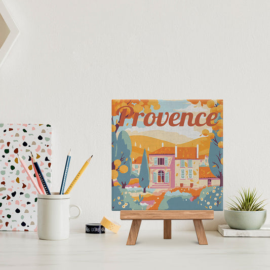 Mini Malen nach Zahlen 8x8 gerahmt - Reiseposter Provence Herbst