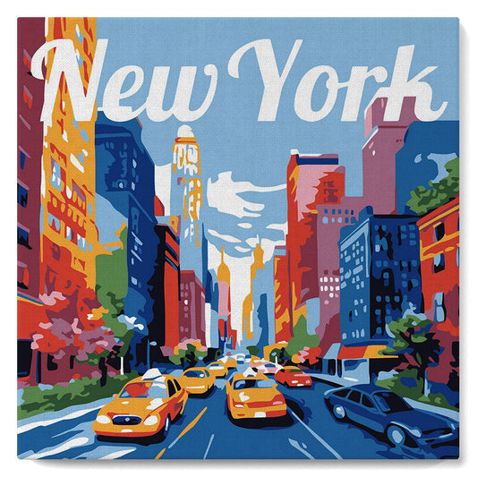 Mini-Malen nach Zahlen 8 x 8 gerahmt - Reiseposter New York City