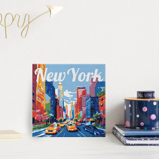 Mini-Malen nach Zahlen 8 x 8 gerahmt - Reiseposter New York City