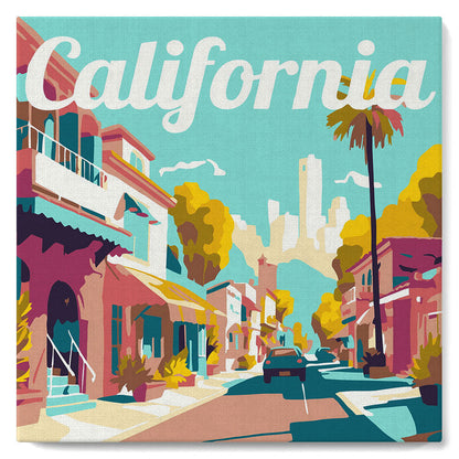 Mini Malen nach Zahlen 8x8 gerahmt - Reiseposter California Street