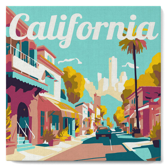 Mini Malen nach Zahlen 8x8 gerahmt - Reiseposter California Street