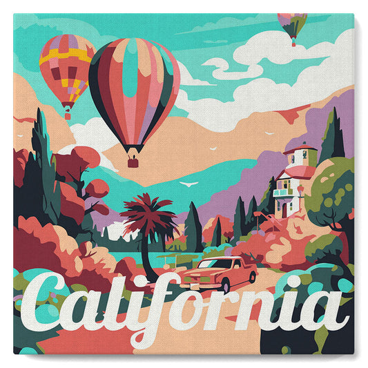 Mini-Malen nach Zahlen 8 x 8 gerahmt - Reiseposter California Balloons