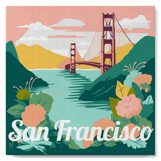 Mini-Malen nach Zahlen 8 x 8 gerahmt - Reiseposter San Francisco