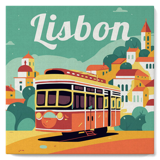 Mini Malen nach Zahlen 8x8 gerahmt - Reiseposter Lissabon