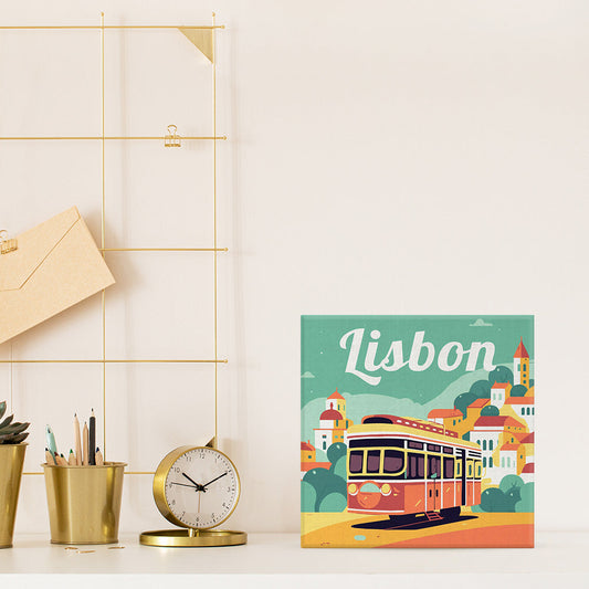 Mini Malen nach Zahlen 8x8 gerahmt - Reiseposter Lissabon