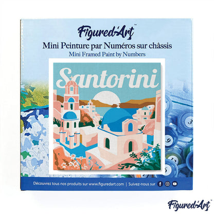 Mini Malen nach Zahlen 8x8 gerahmt - Reiseposter Santorini Sonnenaufgang