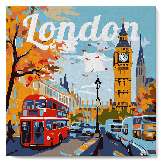 Mini-Malen nach Zahlen 8x8 gerahmt - Reiseposter London