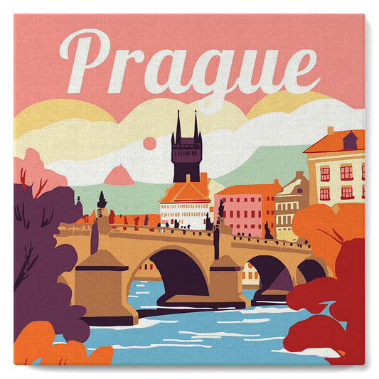 Mini Malen nach Zahlen 8x8 gerahmt - Reiseposter Prag