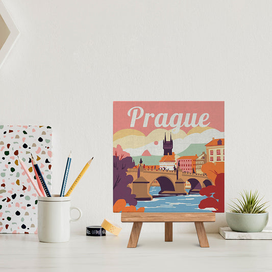 Mini Malen nach Zahlen 8x8 gerahmt - Reiseposter Prag