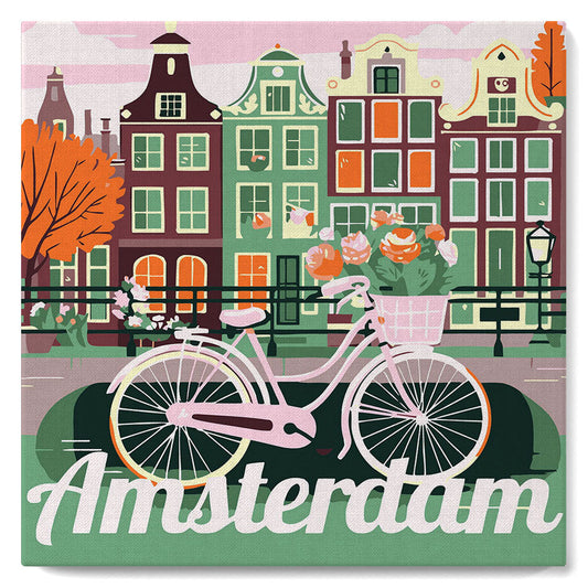 Mini Malen nach Zahlen 8x8 gerahmt - Reiseposter Amsterdam
