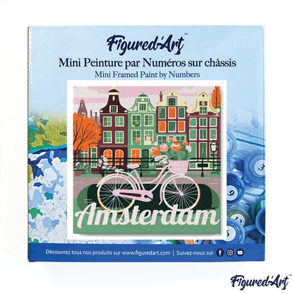 Mini Malen nach Zahlen 8x8 gerahmt - Reiseposter Amsterdam
