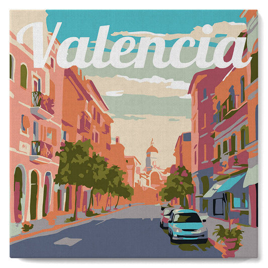 Mini Malen nach Zahlen 8x8 gerahmt - Reiseposter Valencia