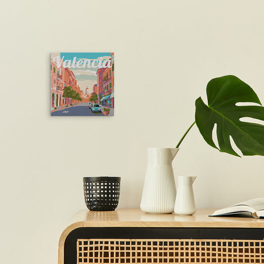Mini Malen nach Zahlen 8x8 gerahmt - Reiseposter Valencia