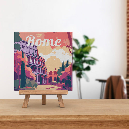 Mini Malen nach Zahlen 8x8 gerahmt - Reiseposter Rom