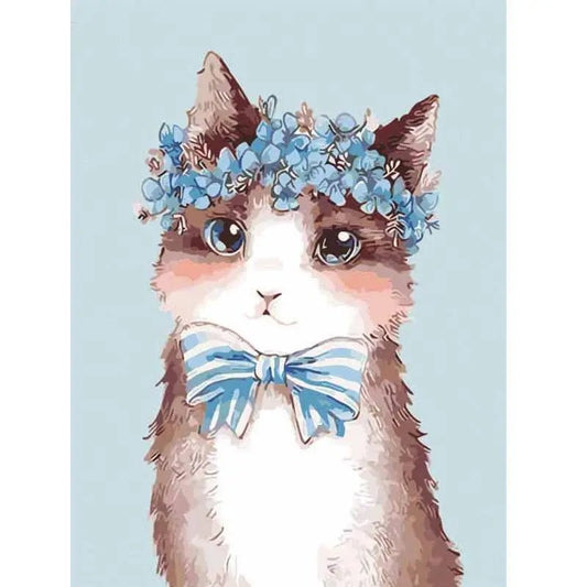 Eine Katze mit einer Blumenkrone