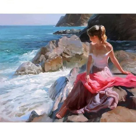 Eine Frau am Meer