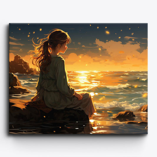 Anime Sonnenuntergang See