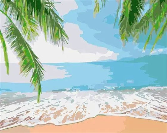 Kokosnussbäume und Meer