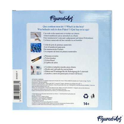 Mini-Malen nach Zahlen 8x8 gerahmt - Weißes Pferd und Blumen